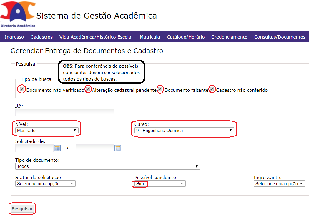 ORIENTAÇÕES PARA PREENCHIMENTO DOS DOCUMENTOS – Graduação em Direito